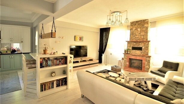Villa, 2 Bedrooms | Living area | LCD TV, fireplace - Villa Limon by SoloVilla (Fethiye)