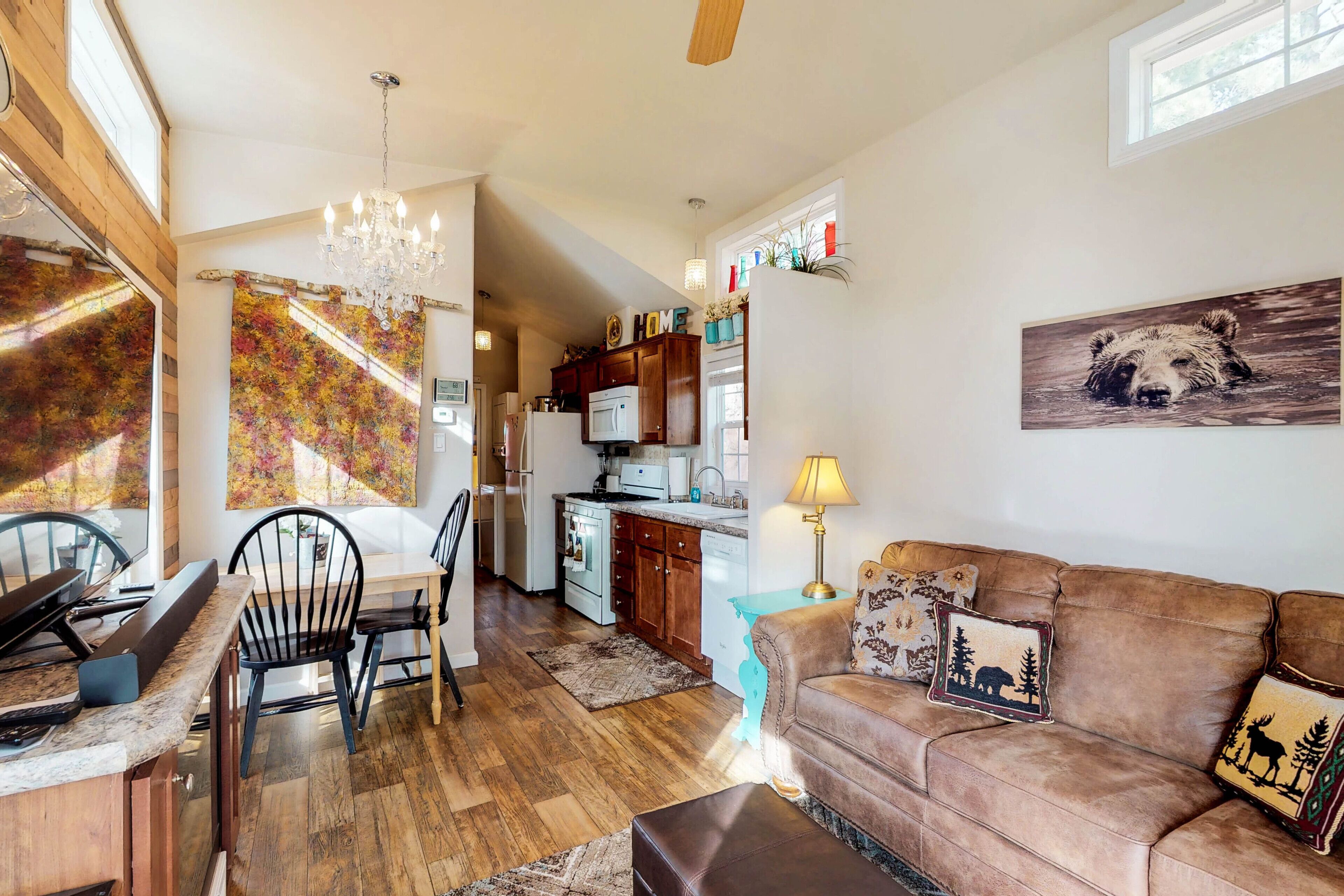 TV, fireplace, DVD player, video library