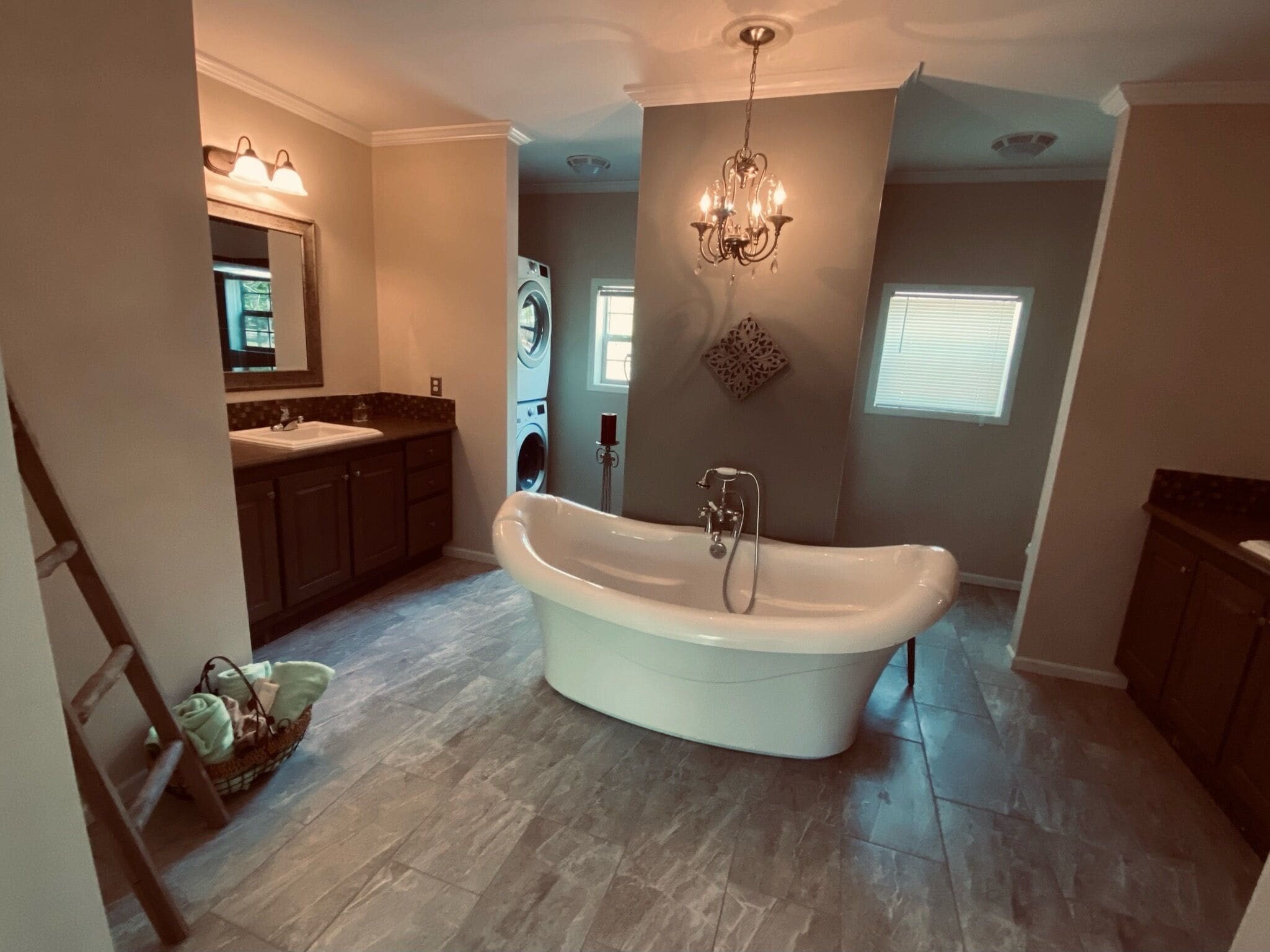 Haven House | Bathroom | Hair dryer, bathrobes, towels, soap