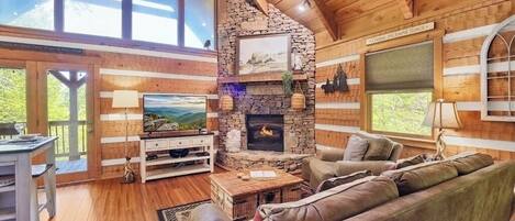 TV, fireplace, DVD player