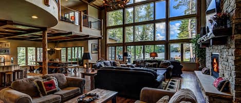 TV, fireplace, DVD player, foosball