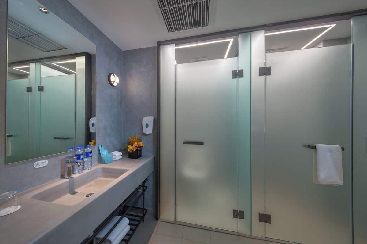 Douche, douche hydromassante, articles de toilette gratuits