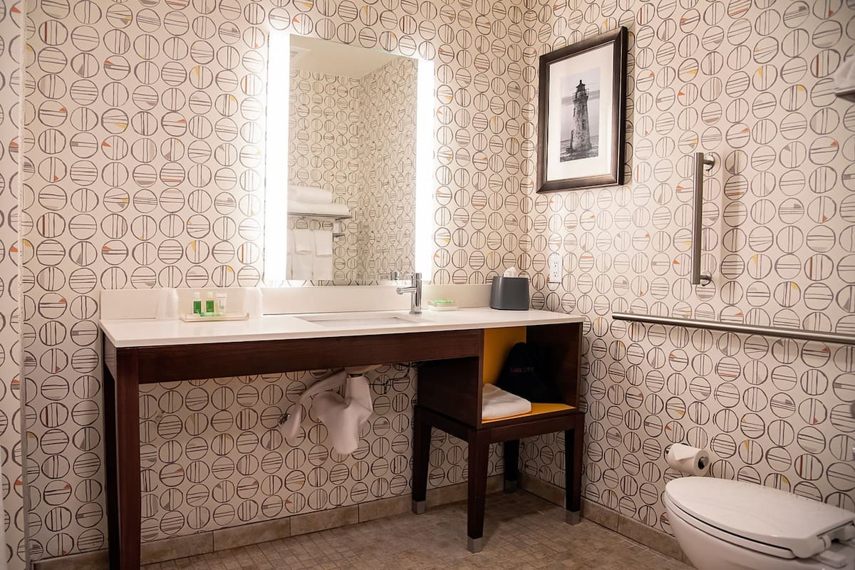 free toiletries, hair dryer, towels, soap