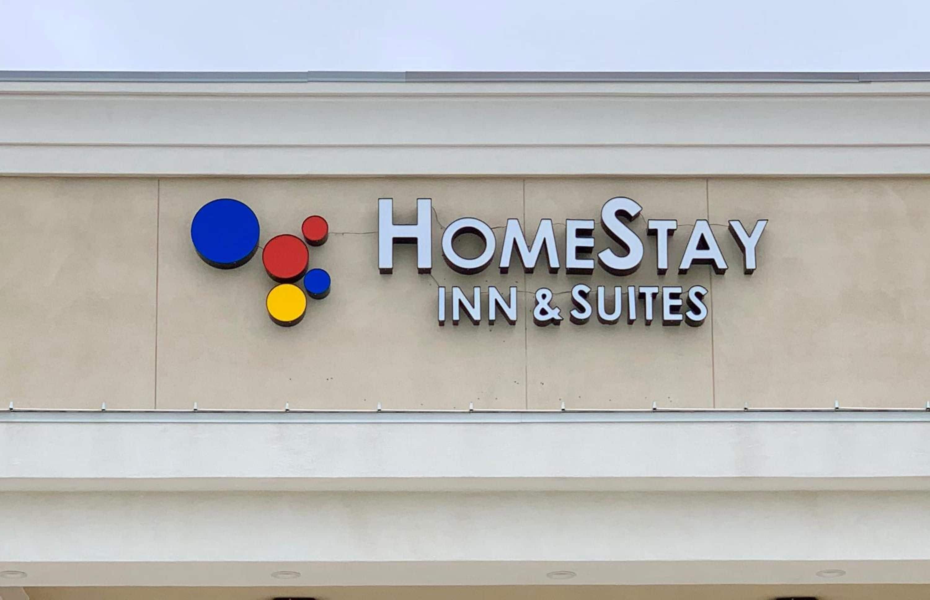 A building with a sign for HomeStay Inn & Suites.