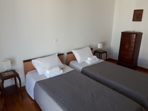 2 bedrooms, desk, laptop workspace, iron/ironing board