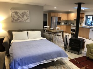 2 bedrooms, blackout curtains, iron/ironing board, travel cot