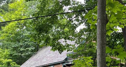 Korkea mäntypuutalo