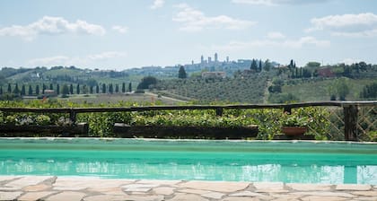 - Top Lage - Villa in San Gimignano, Ansicht von oben, 4 Doppelzimmer mit Bad C, WiFi