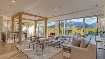 Téléviseur connecté, foyer, lecteur de DVD, livres