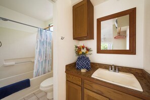 Ensemble douche/baignoire, sèche-cheveux, serviettes fournies, savon