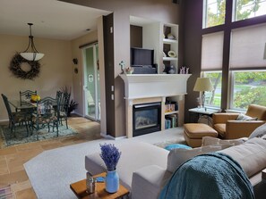 Televisio, takka, DVD-soitin