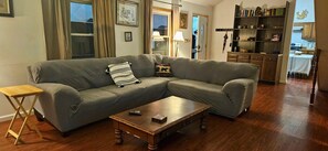 Smart TV, fireplace, DVD player, books