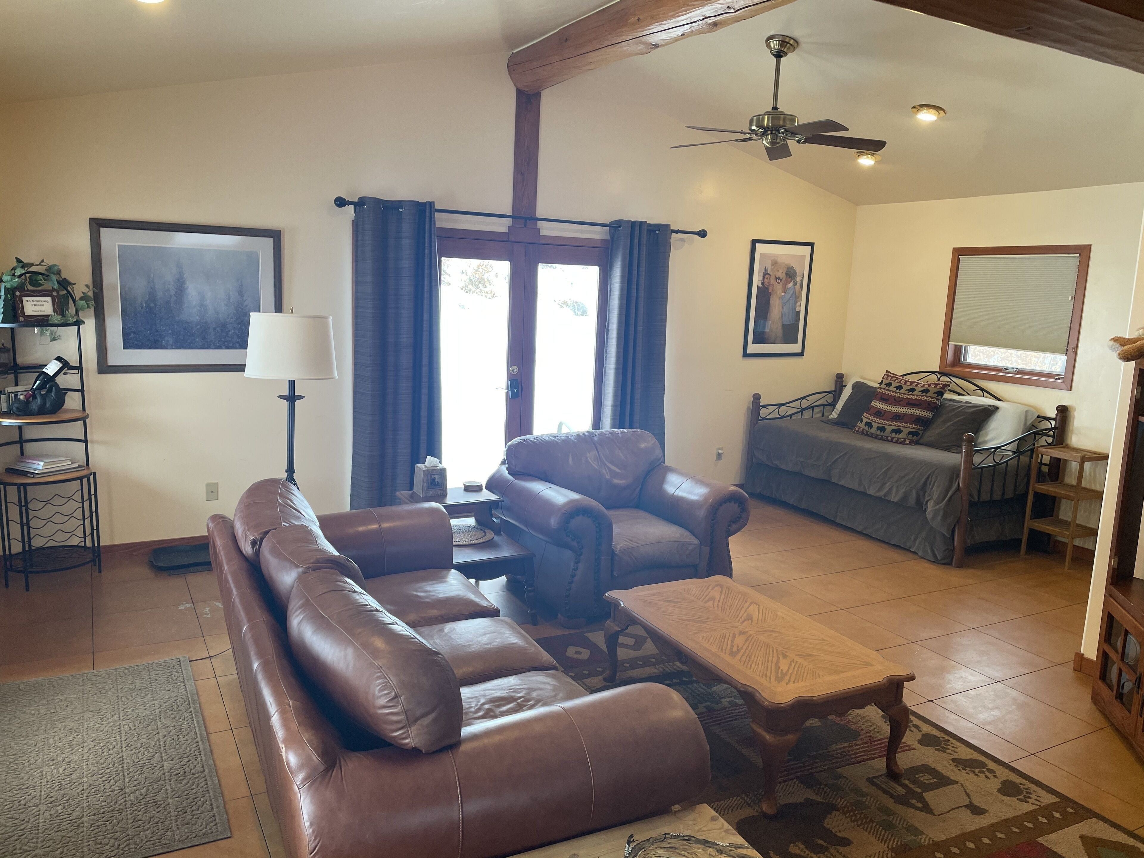 Smart TV, DVD player, books, music library