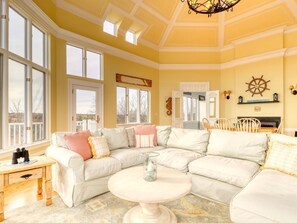 TV, fireplace, video game console, DVD player - Bayfront home with 270-degree views, large deck & porch - near Popham Beach (Phippsburg)