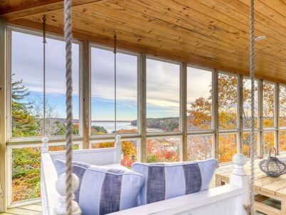 Bayfront home with 270-degree views, large deck & porch - near Popham Beach