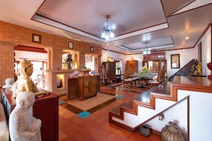 Luxury Private Pool Villa | Living area | 32-inch flat-screen TV with premium channels, LCD TV, Netflix