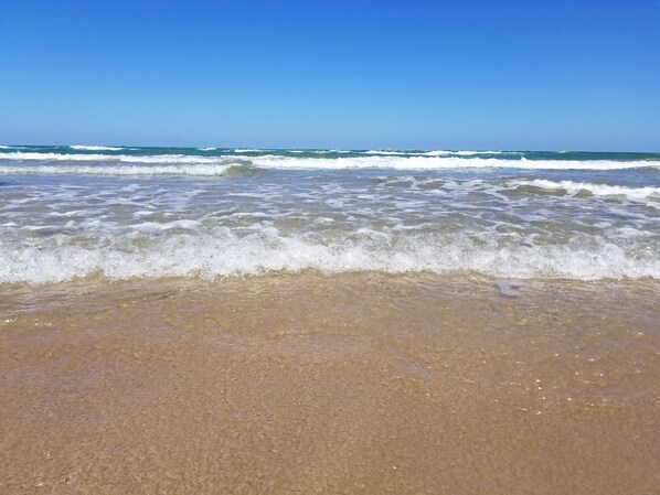 On the beach, beach towels