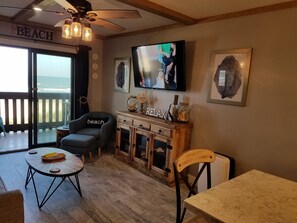 Flat-screen TV, DVD player