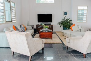 Smart TV, libros y estéreo 