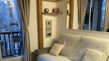 Televisie, een open haard, videospelletjes en een dvd-speler