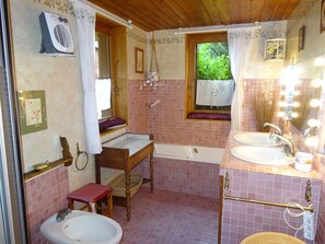 Combined shower/tub, hair dryer, bidet