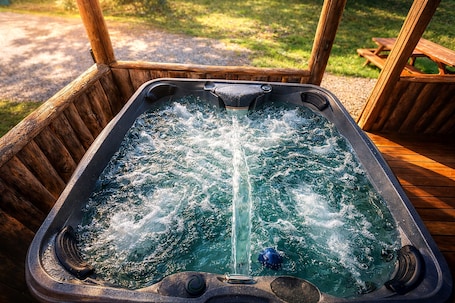 Outdoor spa tub. Hot Tub Stream Stargazing Field Game Rm Telescope