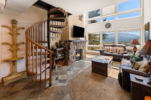 TV, fireplace, offices
