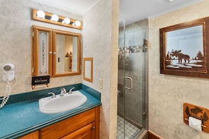 Combined shower/tub, hair dryer, towels, shampoo - Columbine 2107 (Crested Butte)