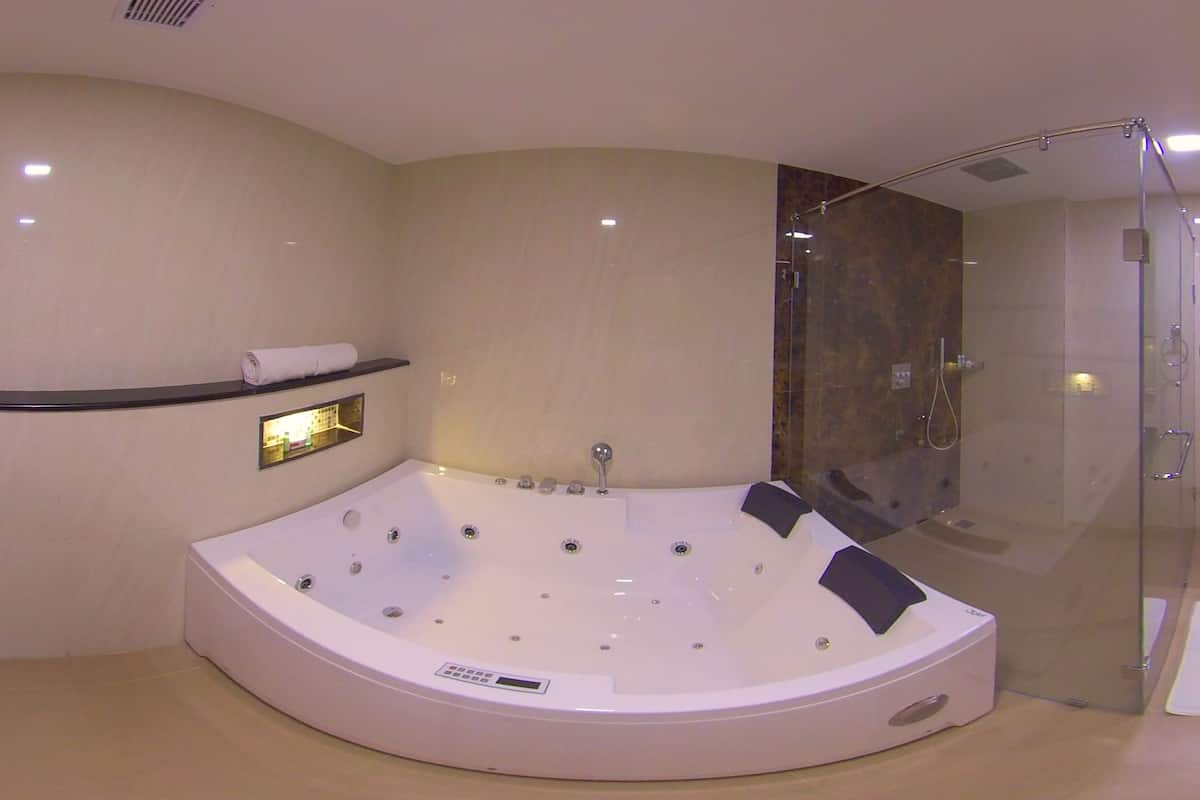 shower, free toiletries, hair dryer, slippers