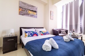 Apartemen Deluks | Setrika/meja setrika, Wi-Fi gratis, dan didekorasi berbeda-beda