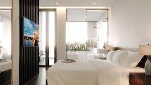 Premier Studio Suite, Balcony, Partial Ocean View | Premium bedding, down comforters, pillowtop beds, minibar