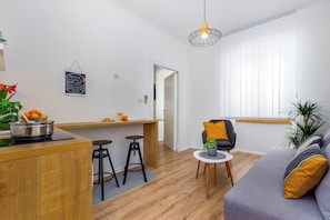 Deluxe Apartment, 1 Queen Bed with Sofa bed, Non Smoking, Kitchenette | Living area | 43-inch flat-screen TV with cable channels, Smart TV, video-game console - Rijeka Apartments TERRA I & II in the Old Town (Rijeka)