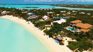On the beach, sun loungers, beach towels