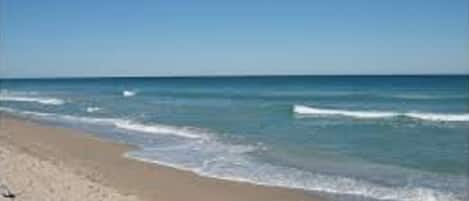 Plage, chaises longues, serviettes de plage