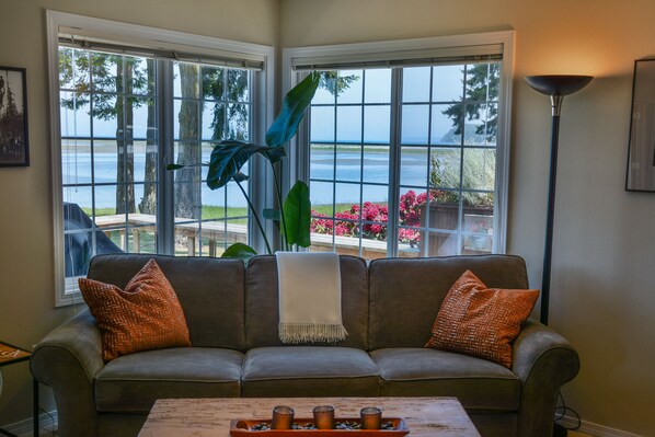 Smart TV, fireplace, DVD player, stereo