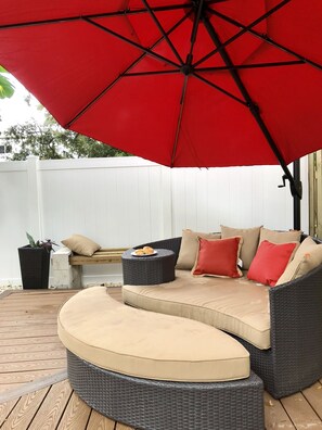 Terrace/patio - Steps to Ocean, Giant HotTub, Backyard Oasis, Grill, Bikes,Built-in bunks, Large (St Augustine)
