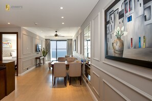 44-inch LCD TV with satellite channels, TV - Johnny's Luxury Apartments (Da Nang)