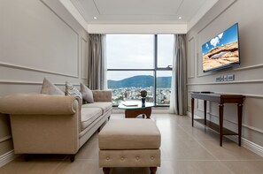44-inch LCD TV with satellite channels, TV - Johnny's Luxury Apartments (Da Nang)