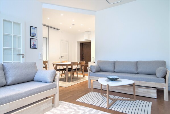 Huoneisto, 1 makuuhuone | 1 makuuhuone, silitysrauta/-lauta, ilmainen Wi-Fi, vuodevaatteet