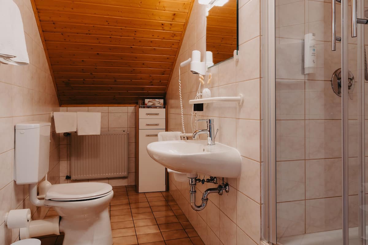 quadruple room | bathroom | shower, towels