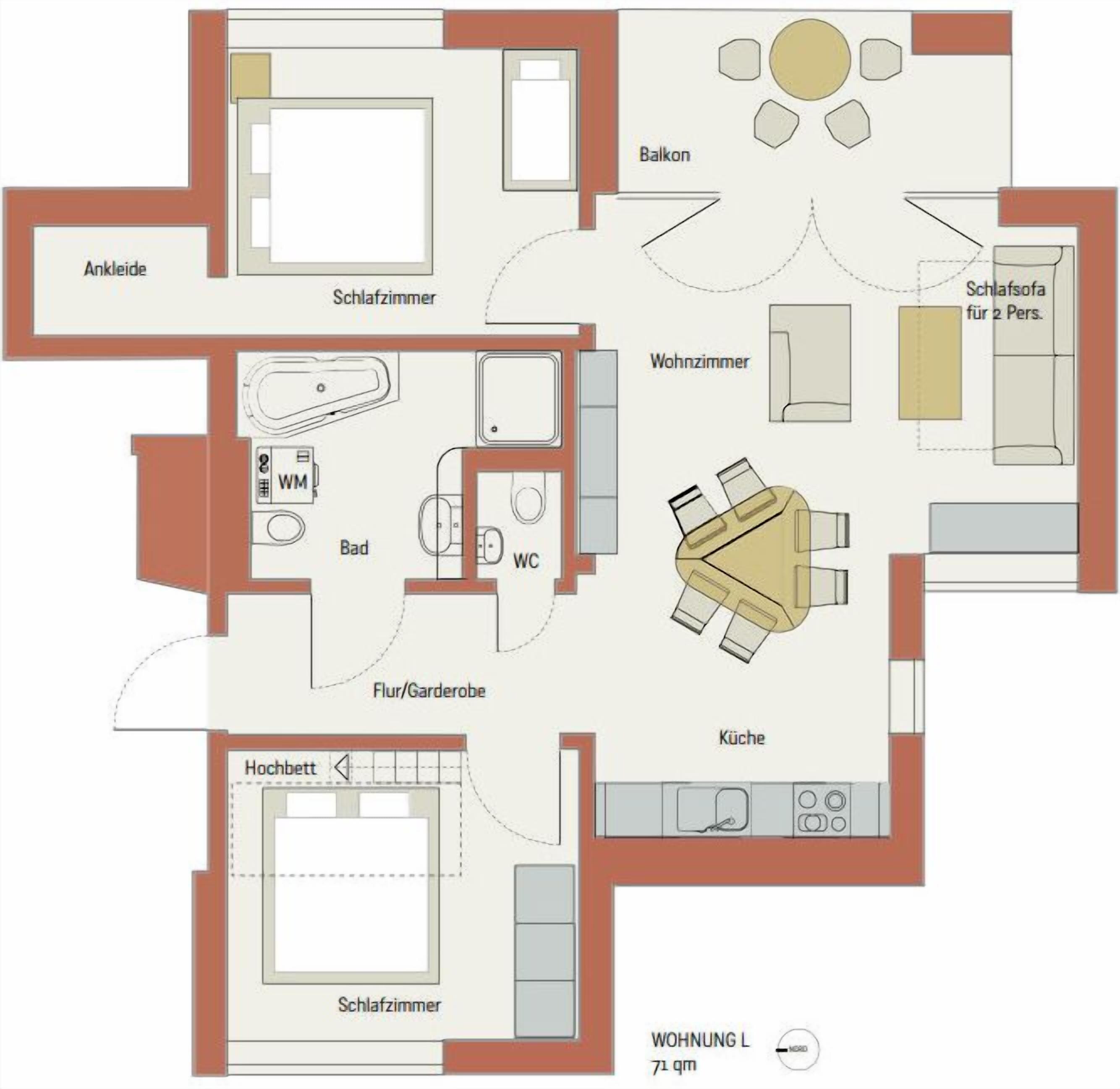 apartment, 2 bedrooms | floor plan