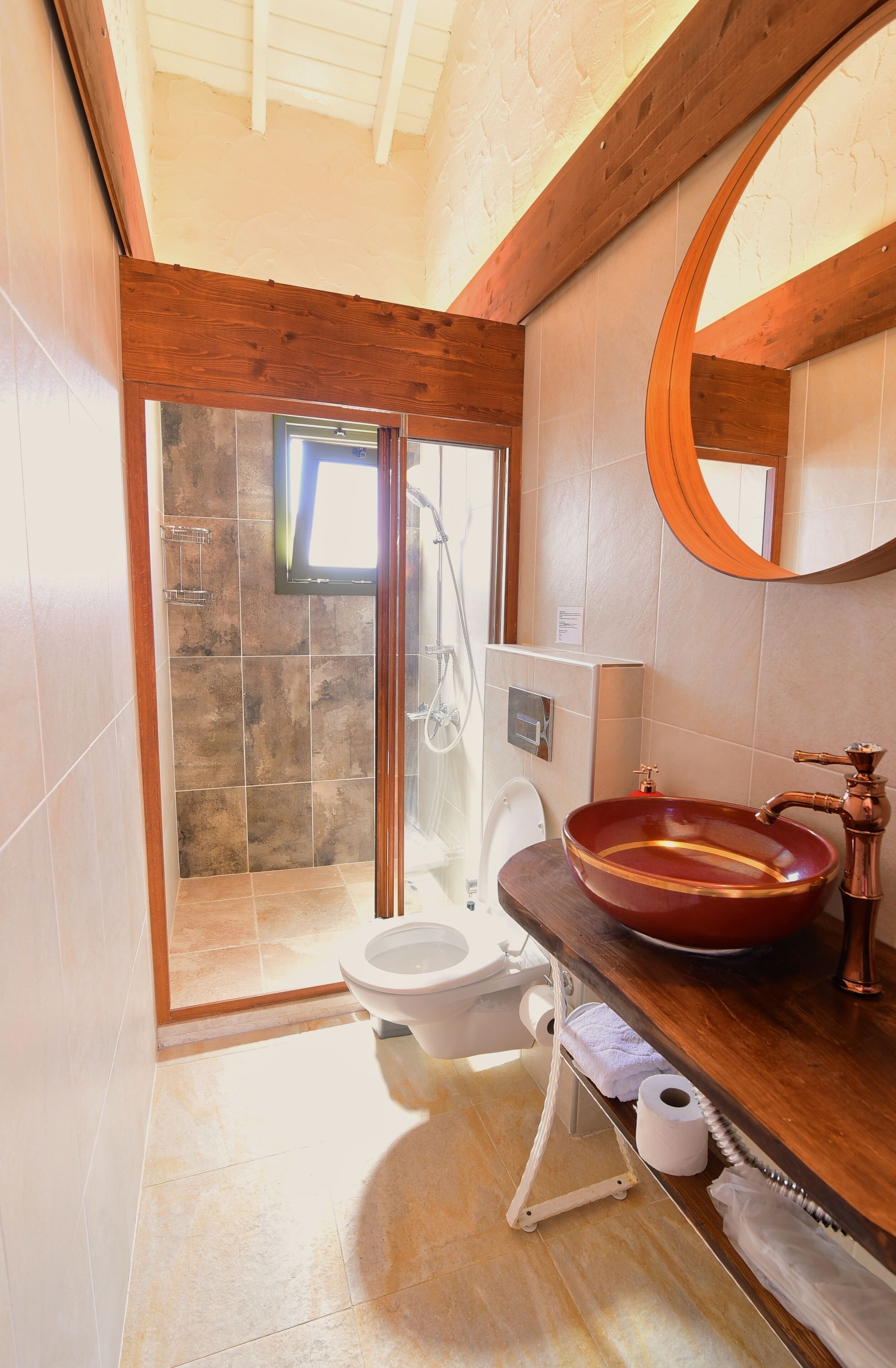 deluxe family room, by window | bathroom | shower, rainfall showerhead, free toiletries, hair dryer