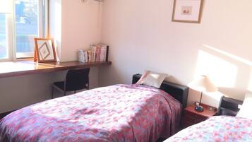 Desk, free WiFi, bed sheets