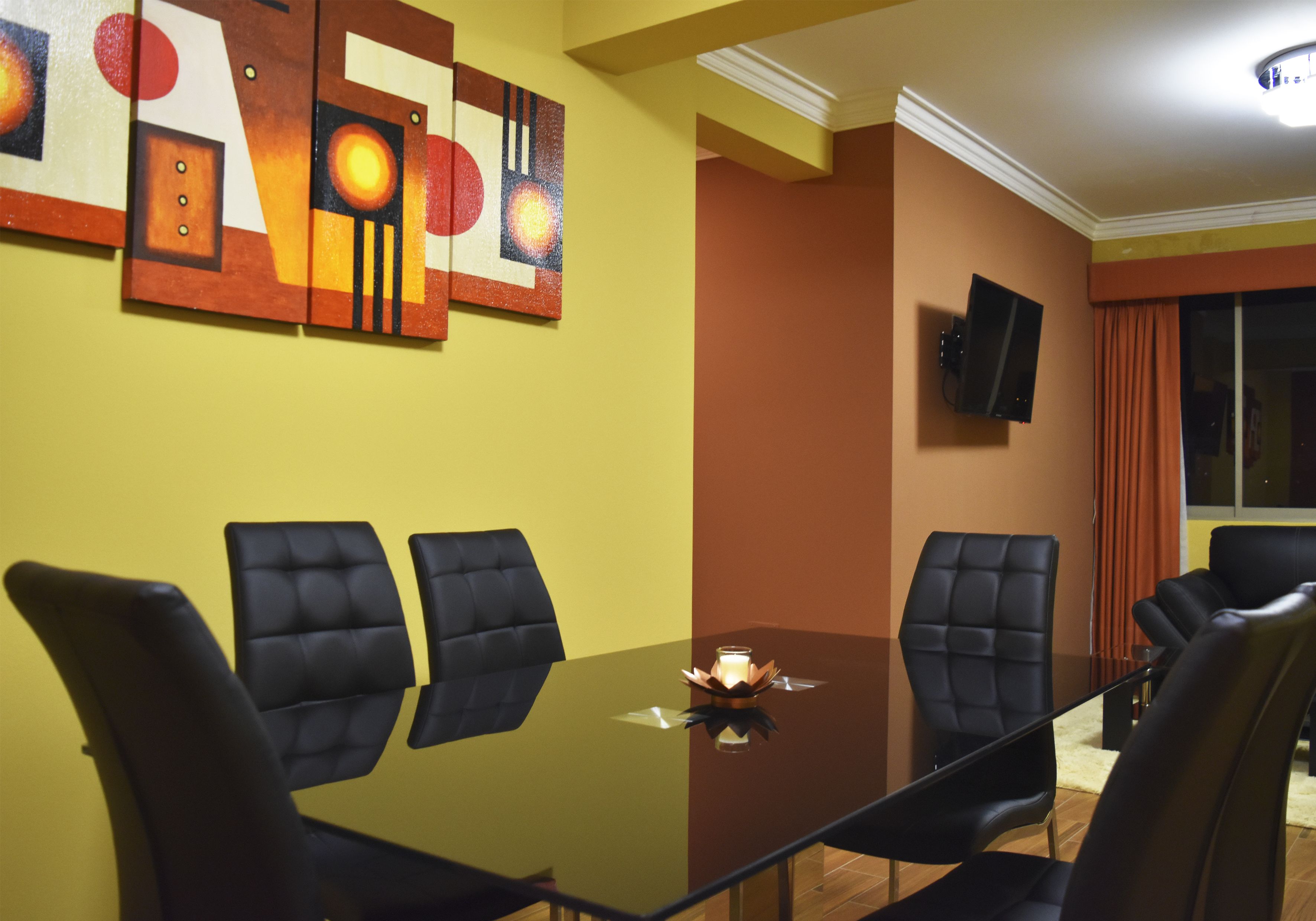 deluxe apartment, 2 bedrooms, accessible, non smoking | living room | 55-inch flat-screen tv with cable channels, tv