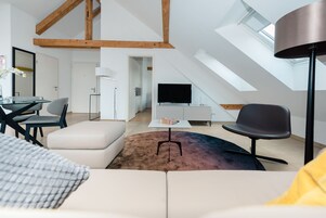 Superior Apartment, 1 Bedroom, Kitchen (incl. cleaning fee of 120 CHF) | Living area | Flat-screen TV