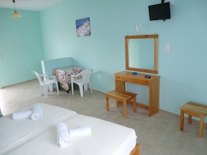 In-room safe, desk, laptop workspace, soundproofing