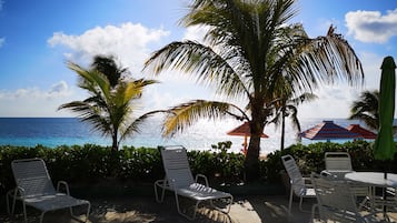 Outdoor pool, pool umbrellas, pool loungers