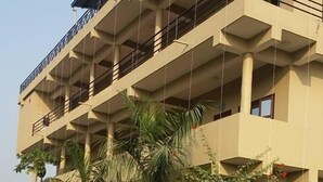 A multi-story building with balconies, surrounded by potted plants and a concrete pathway. - Sauraha Boutique Resort (Sauraha)