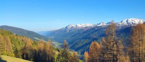 A mountainous landscape with a clear sky.