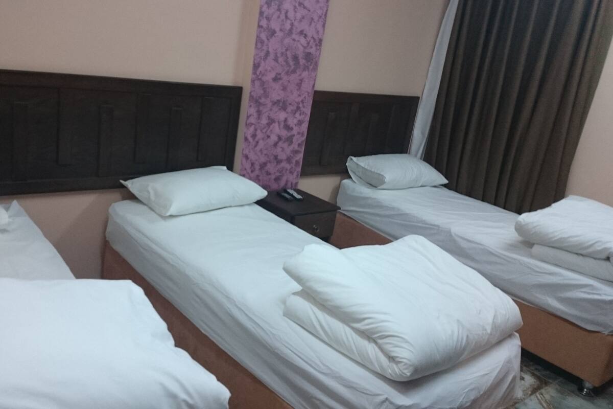 Desk, bed sheets